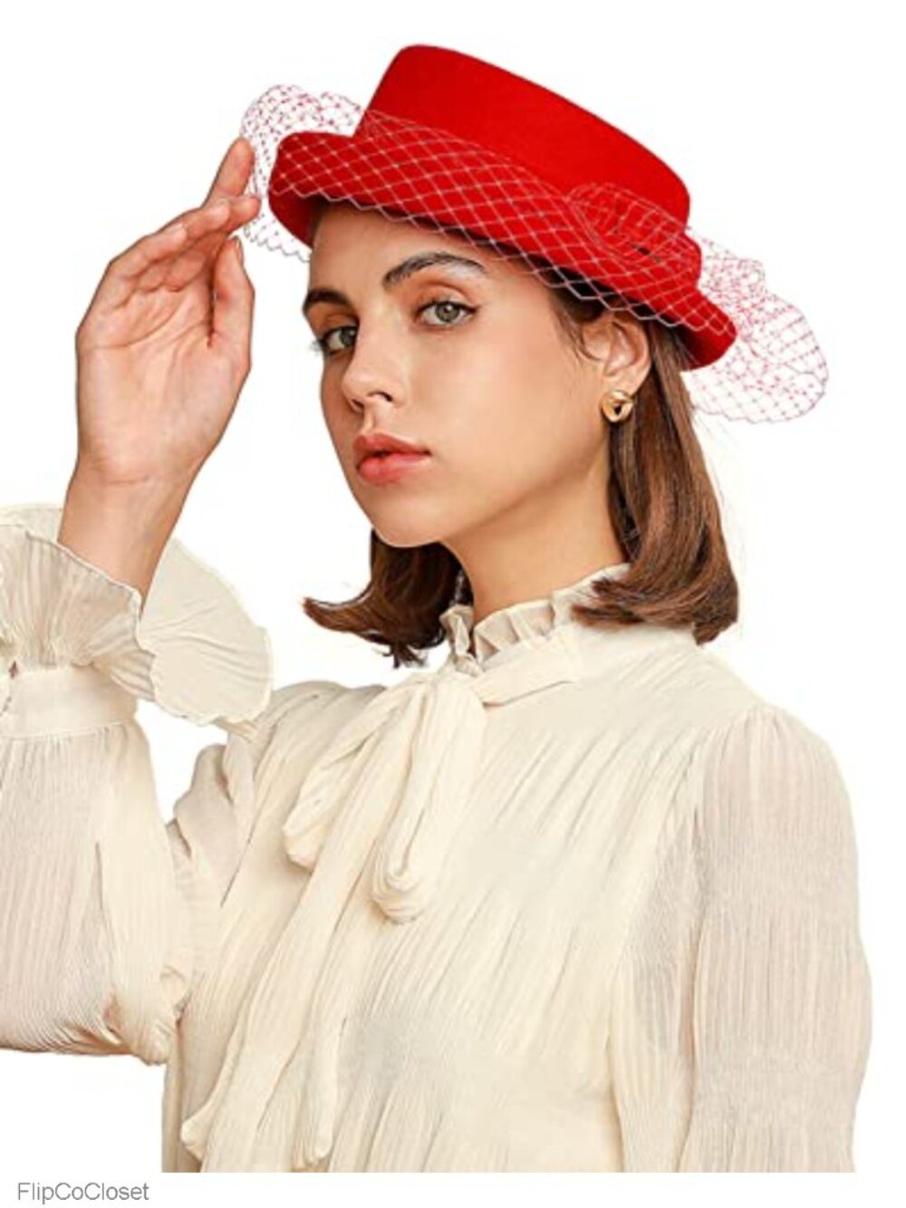 100% Wool Felt Pillbox Hat Vintage Fascinator Veil